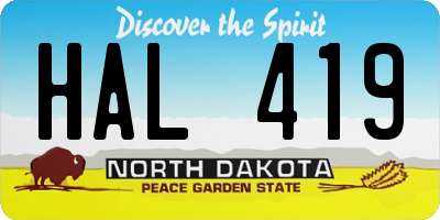 ND license plate HAL419