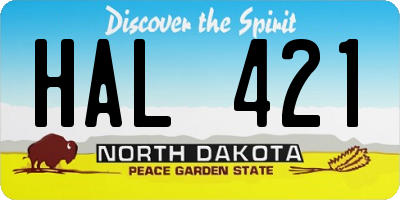 ND license plate HAL421