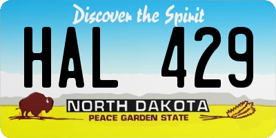 ND license plate HAL429