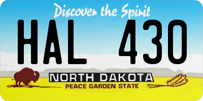 ND license plate HAL430