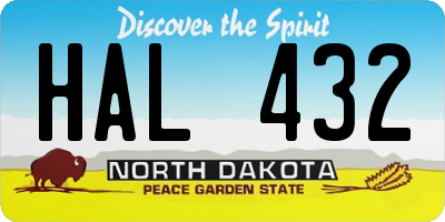 ND license plate HAL432