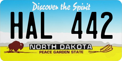 ND license plate HAL442