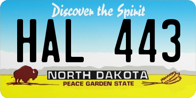 ND license plate HAL443