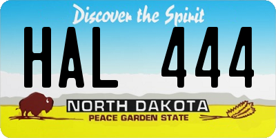 ND license plate HAL444