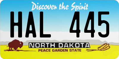 ND license plate HAL445