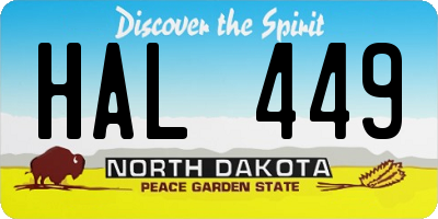 ND license plate HAL449