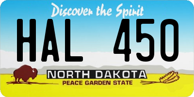 ND license plate HAL450