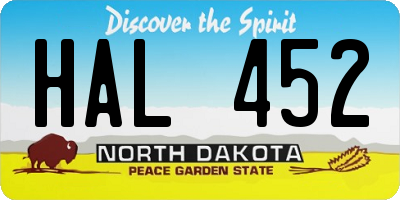 ND license plate HAL452