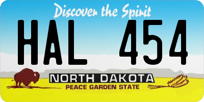 ND license plate HAL454