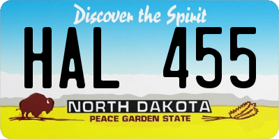 ND license plate HAL455