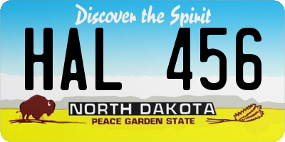 ND license plate HAL456