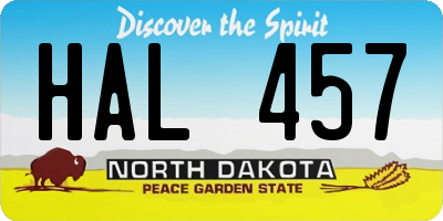 ND license plate HAL457