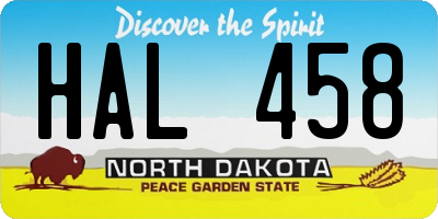 ND license plate HAL458