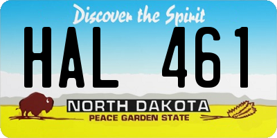 ND license plate HAL461