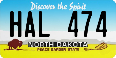 ND license plate HAL474