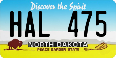 ND license plate HAL475