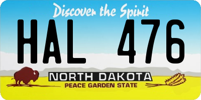 ND license plate HAL476