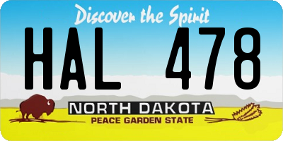 ND license plate HAL478