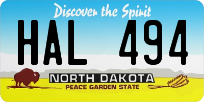 ND license plate HAL494