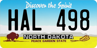 ND license plate HAL498