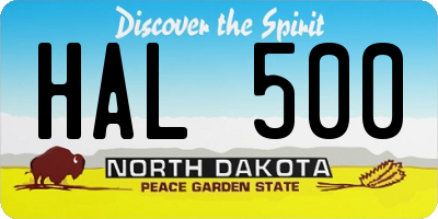 ND license plate HAL500