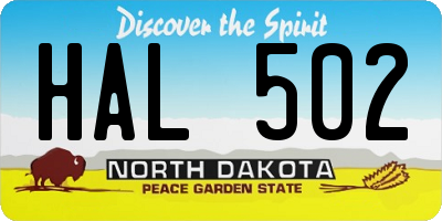 ND license plate HAL502