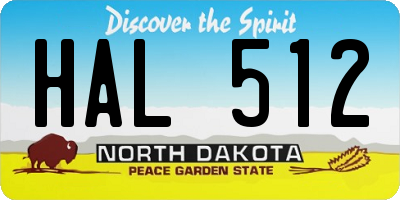 ND license plate HAL512