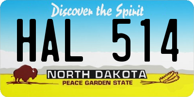 ND license plate HAL514