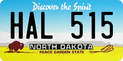 ND license plate HAL515