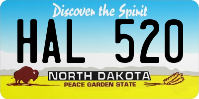 ND license plate HAL520