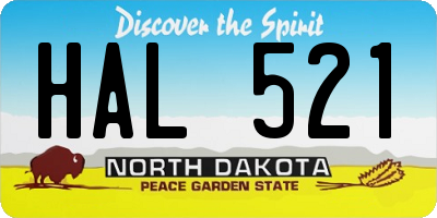 ND license plate HAL521