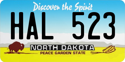 ND license plate HAL523