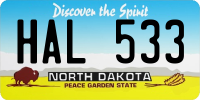 ND license plate HAL533