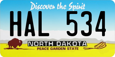 ND license plate HAL534