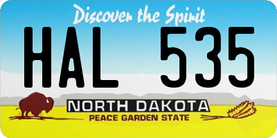 ND license plate HAL535