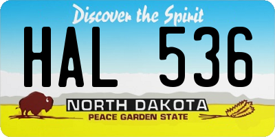 ND license plate HAL536