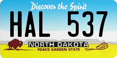 ND license plate HAL537