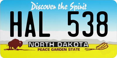 ND license plate HAL538