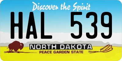 ND license plate HAL539