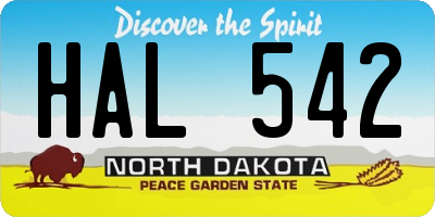 ND license plate HAL542