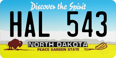 ND license plate HAL543