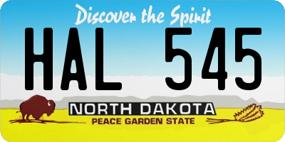 ND license plate HAL545