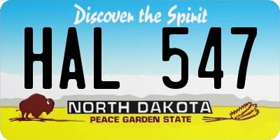 ND license plate HAL547