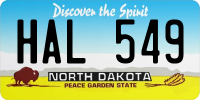 ND license plate HAL549