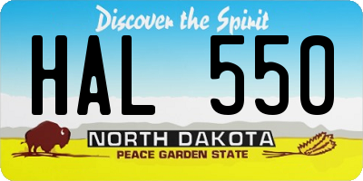 ND license plate HAL550