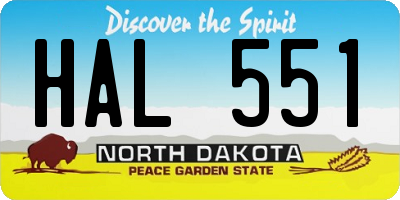 ND license plate HAL551