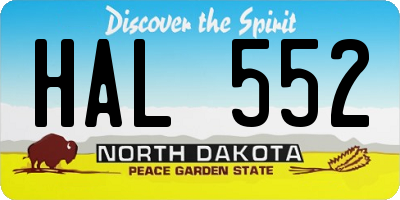 ND license plate HAL552