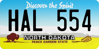 ND license plate HAL554