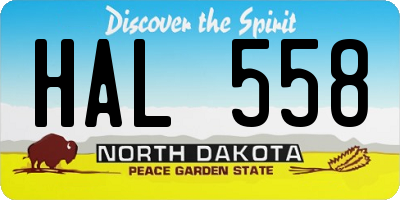 ND license plate HAL558