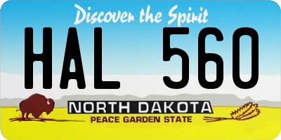 ND license plate HAL560